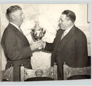 Celebrated SAILBOAT Racer ART ROUSSEAU with TROPHY Vintage 1938 Press Photo - Picture 1 of 2