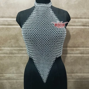 Top medieval de cota de malla anillo a tope de aluminio fantasía para mujer ropa de fiesta - Imagen 1 de 5