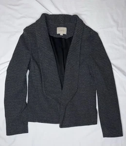 LOFT Women’s - Ann Taylor - No Button - Black/Grey Striped Crop Blazer - Lrg Pet - Picture 1 of 8