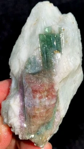 114g Natural Watermelon Color Tourmaline Crystal Ice Transparent Specimen ia8596 - Picture 1 of 12