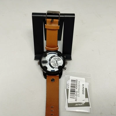 Diesel DZ7269 Little Daddy 3 Bar Brown Leather Strap Mens Watch + New Battery - Image 1 of 4