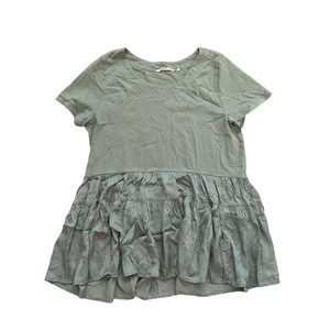 Soft Surroundings Light Green Tiered Peplum Cotton Babydoll Top Size Large - Picture 1 of 4