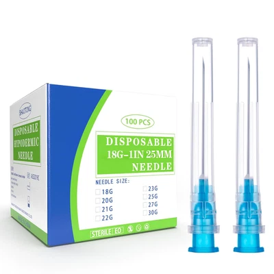 METERBOX 100 Pack 23 Gauge 1.5 Inch Disposable Needles with Caps for Industrial Dispensin