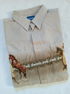Camisa a Presión Wrangler Western Pearl Beige Ecuestre Caballos Langford 3XL USADA EN EXCELENTE ESTADO Foto 1 de 4