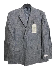 Nuevo con etiquetas Abrigo Blazer Abrigo Deportivo Joseph Abboud Para Hombres 46R 100% Lino Gris Doble Pecho - Imagen 1 de 11