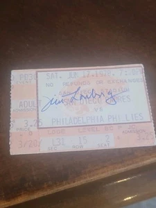 jim lonborg signed ticket autographed phillies 1978 stub played loss l pitched p - Picture 1 of 1