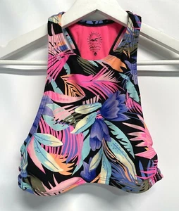 Hollister Swim Top Floral Bikini Racerback Strappy Open Sides EPOC  Junior SZ L - Picture 1 of 10