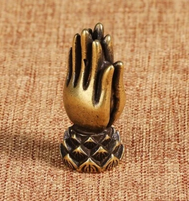 Brass Buddha Hand Statue Small Sculpture Tabletop Figurine Home Decor Gifts - Image 1 of 4
