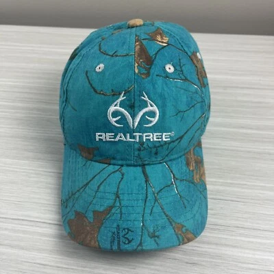 Realtree Camo Hat Teal Camouflage Adjustable Blue Cap Hunting USA Outdoor Cap Foto 1 de 4