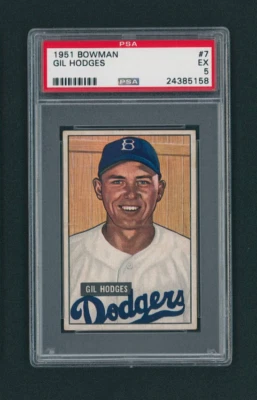 1951 Bowman Gil Hodges #7 PSA 5 EX BROOKLYN DODGERS NEWEST QR LABEL CENTERED - Image 1 of 2