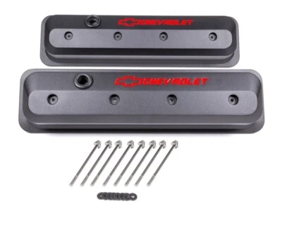 GM Performance 141-845 87-Pre LS Aluminum Black Crinkle Valve Covers, Tall, Red  - Image 1 of 2