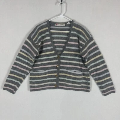 Cárdigan vintage Chaus cuello en V para mujer pequeño lana de cordero angora pelo de conejo gris de colección Foto 1 de 4