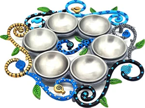 Unique Enamel on Aluminum Passover Seder Plate Original Artist Design (Blue) - Picture 1 of 1