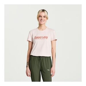 Saucony Women Rested T-Shirt Sepia Rose Heather Graphic M  Apparel
