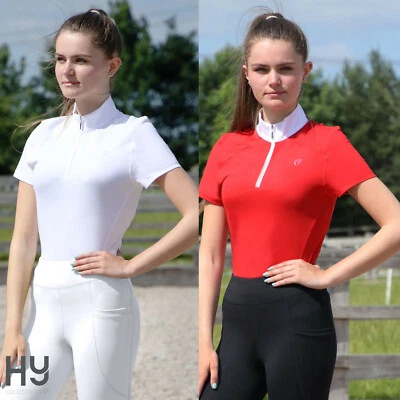 Hy Equestrian Kind/Teenager scharlachrot Show Shirt - weiches atmungsaktives Material - Docht
