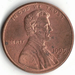1995 D LINCOLN CENT IN BRILLIANT UNCIRCULATED CONDITION. stk 1 - Picture 1 of 4