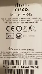 Cisco Meraki MR42-HW Unclaimed Cloud Managed Wireless (We buy and sell Cisco) - Picture 1 of 2