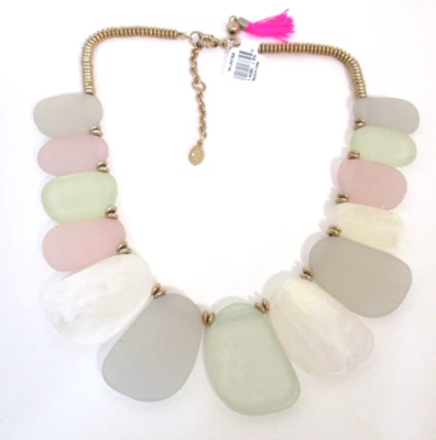 Ann Taylor LOFT Colar Feminino Pastel Plano Largo Pedra Babador Franja Neon Novo com etiquetas 49,5 - Imagem 1 de 4