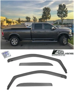 For 09-18 Ram 1500 2500 3500 Crew Cab SMOKE TINTED Side Vents Window Rain Guards - Picture 1 of 12