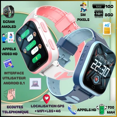 Montre enfant/senior connectée PREMIUM 4G GPS Appels video message SOS PROMO!! - Photo 1/4