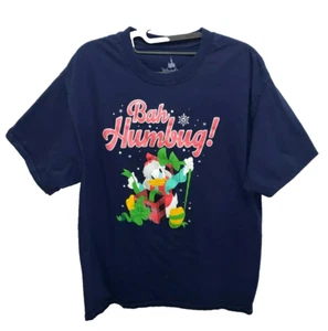 Disney Parks Christmas Donald Duck “ Bah Humbug” T-Shirt SZ L - Afbeelding 1 van 5