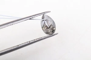 0.65ct Gray Salt Pepper Diamond Drilled Pear Cut Loose Diamond 7.21mm DB162 - Picture 1 of 11