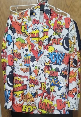 Ropa Hombres Traje Gráfico con Corbata Retro Cómic Arte En Todas Partes Artístico Superhéroe Foto 1 de 4