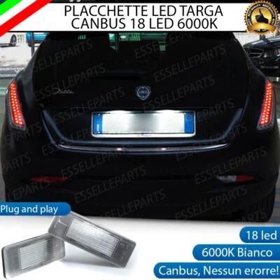 PLACCHETTE LED LUCI TARGA 18 LED LANCIA DELTA 6000K BIANCO NO ERROR CANBUS - Immagine 1 di 3