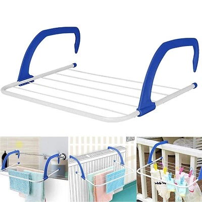 5 Bar Folding Radiator Airer 3M Drying Rack Clothes Towel Door Balcony Room Rail - Image 1 of 4