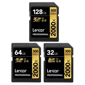 New Lexar 32GB 64GB 128GB Professional 2000x UHS-II U3 4K C10 SDXC SDHC SD Card - Picture 1 of 4