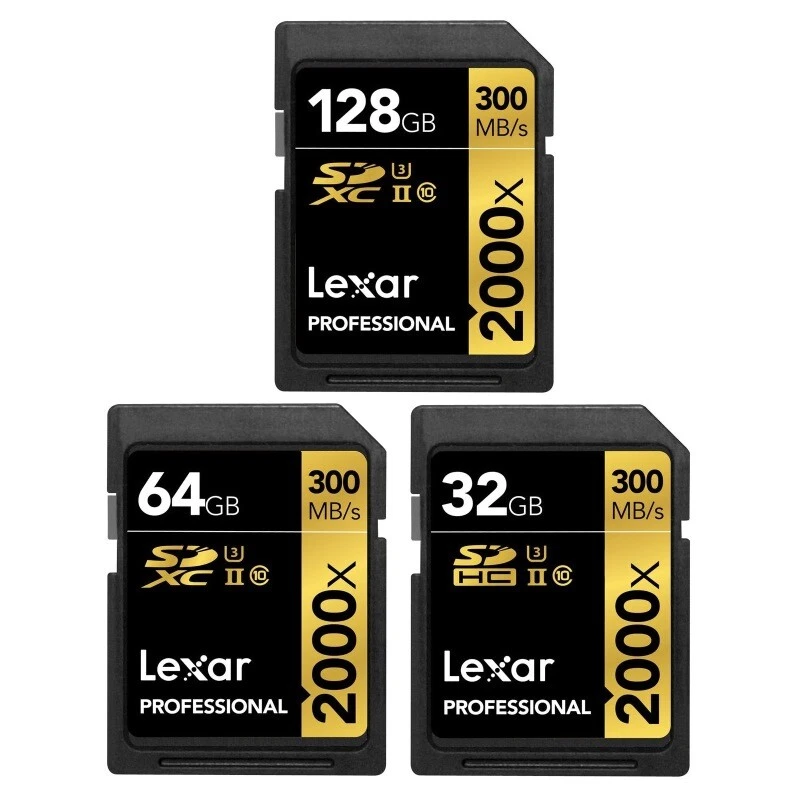New Lexar 32GB 64GB 128GB Professional 2000x UHS-II U3 4K C10 SDXC SDHC SD Card - Image 1 of 1