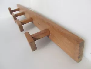 Large Vintage Wooden Coat Rack Hat Hangers Hooks Old French Wood Antique 36"W - Picture 1 of 22