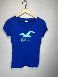 Hollister Embroidered Blue Short Sleeve Round Neck Top Size XSmall - Picture 1 of 5