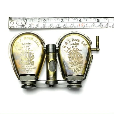 Brass Binocular With Leather Case | R&J Beck Marine London Folding Nautical - Image 1 of 4