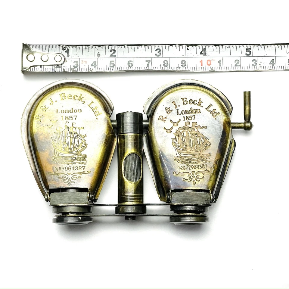 Brass Binocular With Leather Case | R&J Beck Marine London Folding Nautical - Image 1 of 4