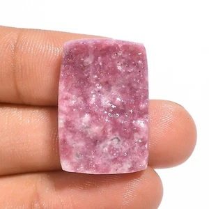 27.00 Cts Natural Pink Lepidolite Loose Gemstone Radiant Druzy 26X17X5 mm - Picture 1 of 6