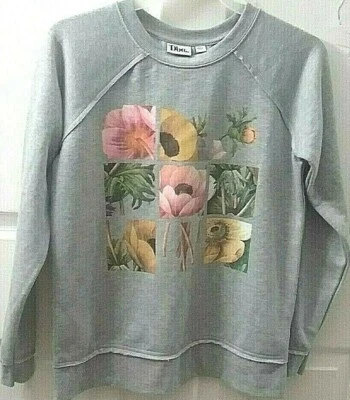  Sudadera gris manga larga DOE para mujer con flores talla XS nueva sin etiqueta Foto 1 de 4