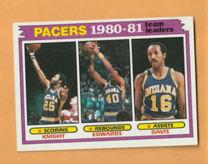 Billy Knight James Edwards Johnny Davis Indiana Pacers 1981-82 Topps #53 8C