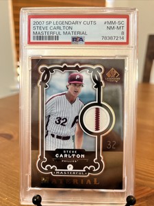 2007 SP Legendary Cuts Steve Carlton Masterful Material PSA 8