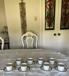 Años 70 - Fitz & Floyd FF - Japón - Taza y platillo Demitasse - Juego de 8 - Nuevo con etiquetas - Imagen 1 de 5