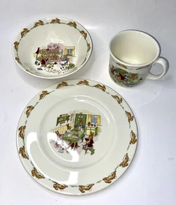 BUNNYKINS ROYAL DOULTON 3 PIECE CHILDRENS SET Plate Bowl Cup BONE CHINA #934 New - Picture 1 of 16