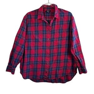 Madewell Karohemd Button Down Langarm rot blau Damen Größe M leicht - Bild 1 von 8