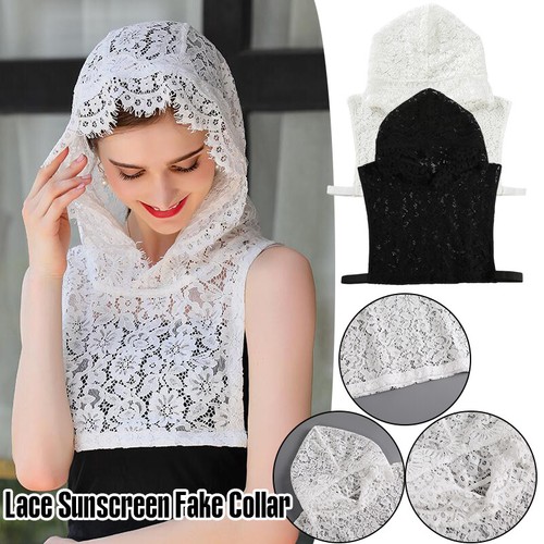 VETEMENTS Collare finto con cappuccio pizzo floreale donna collare falso abbigliamento decorazione collare nuovo