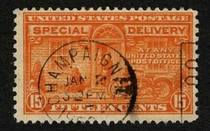 US 1931 #E16 Special Delivery 15c Orange Motorcycle Messenger Fine Used - Picture 1 of 2