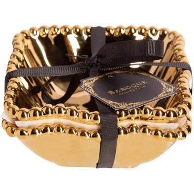 Home Essentials 5 in. Gold Bead Square Tidbit Bowl - Set of 2 - Image 1 of 2