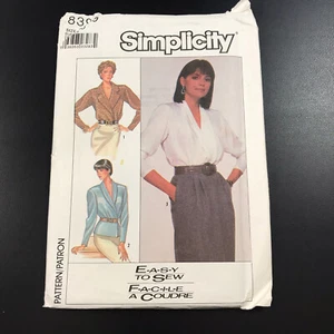 Blusas envolventes Simplicity 8390 Misses talla 10 vintage sin cortar plegadas de fábrica nuevo de nuevo - Imagen 1 de 4