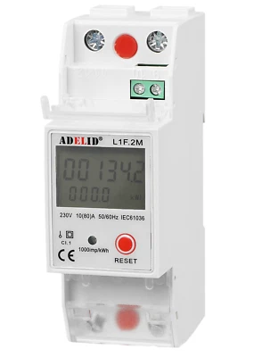 Stromzähler Wechselstromzähler mit Reset 1-Phasen LCD für DIN Hutschiene 10(80)A