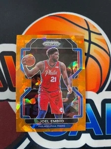 2021-22 Panini Prizm Joel Embiid ORANGE Cracked Ice Prizm Card #176 76ers - Picture 1 of 2