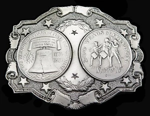 Bicentennial Spirit Of 76 Liberty Bell Patriotic Lewis Vintage Belt Buckle - Picture 1 of 4