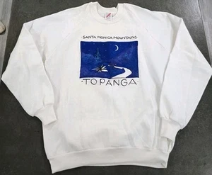 Sudadera Topanga Cuello Redondo Montañas Santa Mónica De Colección Talla XL Blanca Años 90 - Imagen 1 de 6
